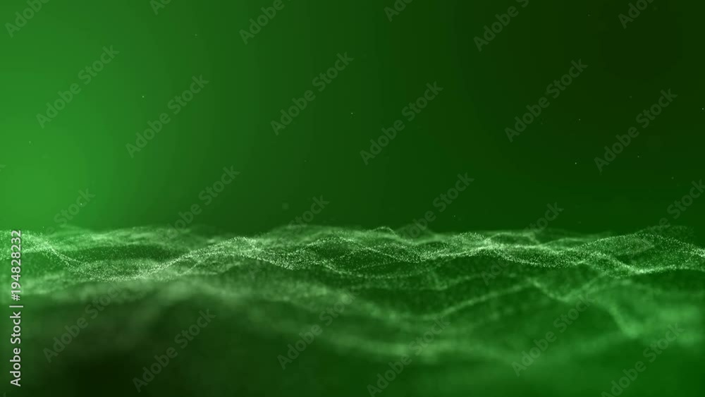 Poster seamless, loop, loopable, animation ,motion abstract background with pattern particles on dark green
