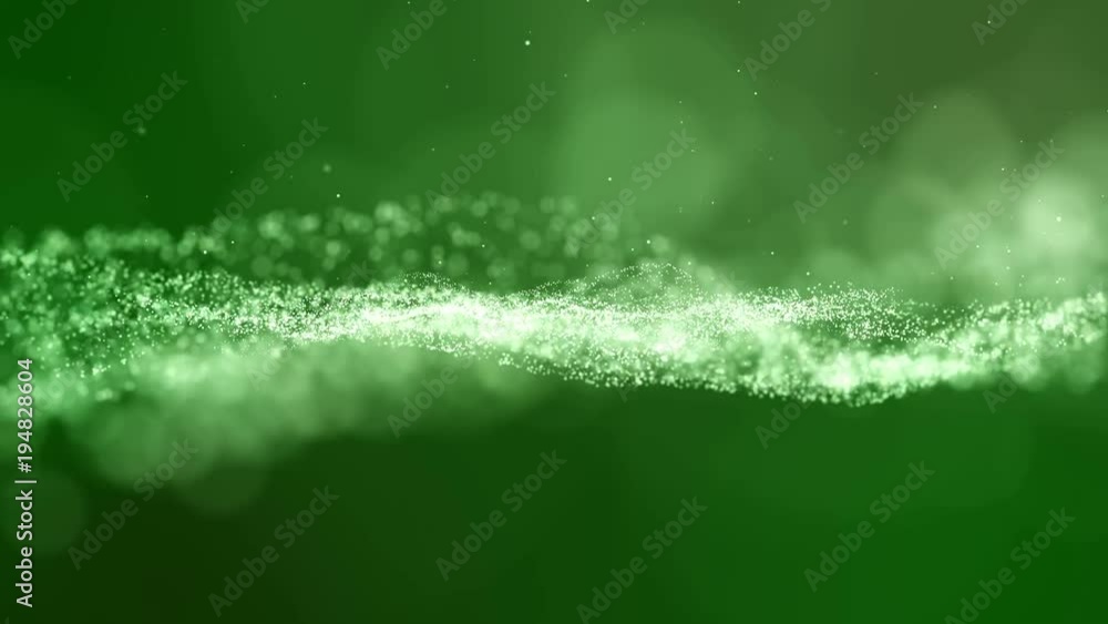 Poster seamless, loop, loopable, animation ,motion abstract background with pattern particles on dark green
