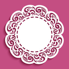 Round lace doily with cutout border pattern
