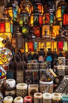 lighting with colors on muslim style's lantern
