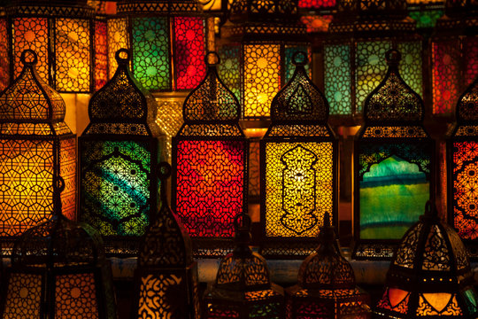 lighting with colors on muslim style's lantern
