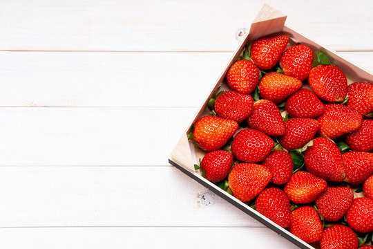 Strawberry In White Wooden Package