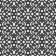 Black and white swirls, seamless pattern
