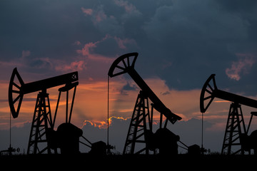 Oil pumps on the sunset