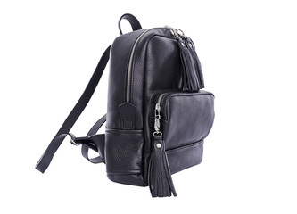 Black leather women's backpack.