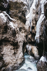 Partnachklamm Partnach Gorge near Garmisch-Partenkirchen, Bavaria, Germany in winter