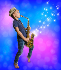 Teen playing saxophone