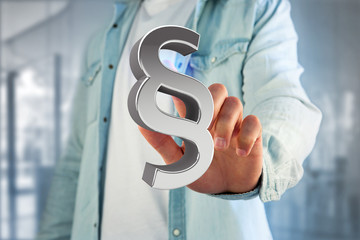 Justice and law symbol displayed on a futuristic interface - 3d rendering