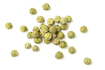 dried green peppercorns isolated on white