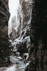 Fototapeta na wymiar Partnachklamm Partnach Gorge near Garmisch-Partenkirchen, Bavaria, Germany in winter