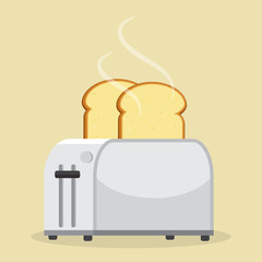 Good morning concept. Toaster and bread toasts. Isolated on background. Vector illustration