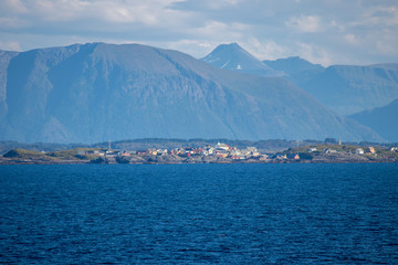 Fototapeta premium Beautiful coastal landscape between Kristiansund and Molde in More og Romsdal county in Norway. 