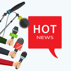 Vector illustration. Hot news, mass media concept.