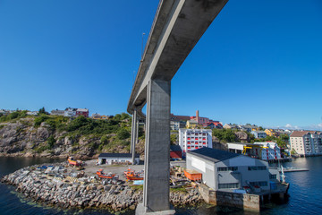 Road bridge in Kristiansund, Norway. The bridge crosses the Sorsundet strait between the islands of Kirkelandet and Innlandet in the town of Kristiansund in Norway.  © bphoto