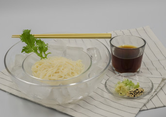 Close up Homemade   somen. (selective Focus)