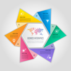 infographic design business concept with 6 options, parts or processes.