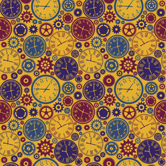 Clock s seamless pattern. Color texture of time.