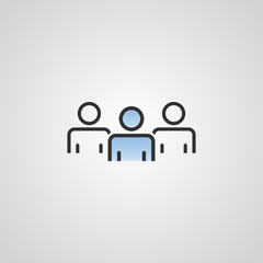 people vector icon . person group and business crowd symbol . blue sky gradient color