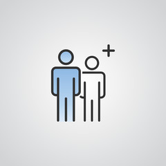 people vector icon . person group and business crowd symbol . blue sky gradient color