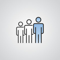 people vector icon . person group and business crowd symbol . blue sky gradient color