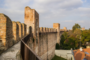 View from the medieval walls of Cittadella in the province of Padua. 11 February 2018 Cittadella, Veneto - Italy - obrazy, fototapety, plakaty