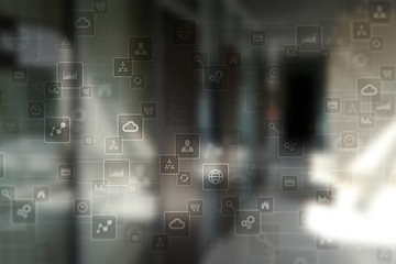 Obraz premium Template for text, Virtual screen Background. Business, internet technology and networking concept.