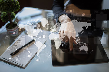 Business concept background. Virtual screen with empty space for text. Internet and technology.