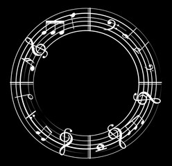 Music note background with music symbol icon collection