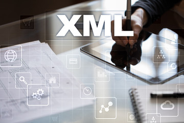 Fototapeta na wymiar XML. Web development. Internet and technology concept.