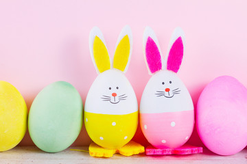 Easter scene with colored eggs