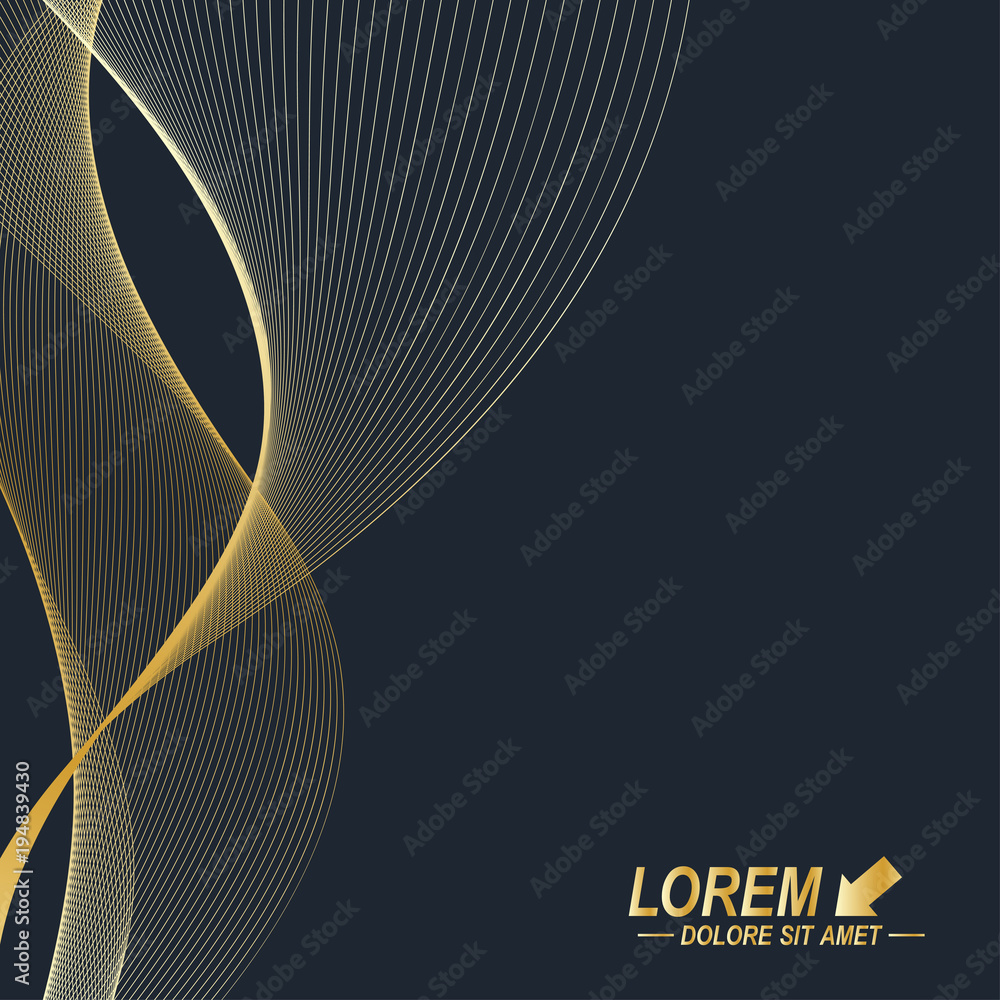 Aufkleber modern set of vector flyers. molecule and communication background. geometric abstract golden packag