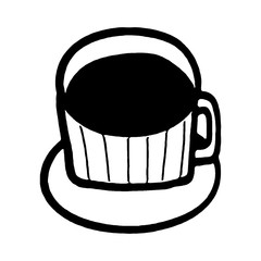 hand drawn cup of coffee. cartoon vector and illustration