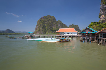 Fototapeta na wymiar Ko Panyi (Koh Panyee) village and floating football pitch
