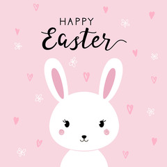 Happy Easter background with cartoon cute bunny