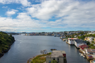 Fototapeta na wymiar The city of Kristiansund, Norway. Kristiansund is a city and municipality in the Nordmore district on the western coast of Norway. 
