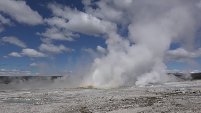 Clepsydra Geyser in Lower Geyser Basin. Fountain Paint Pot Trail, Yellowstone NP, Wyoming, USA
