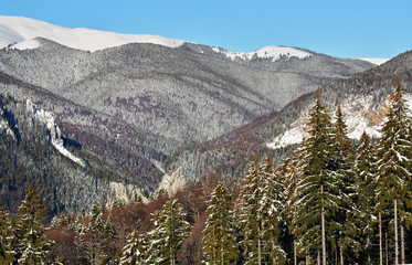 Winter landscape in Bucegi mountains, Romania