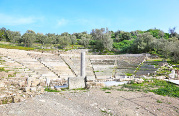 Fototapeta na wymiar small ancient theater at the town of ancient Epidaurus - greek landmarks