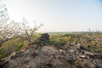 Landscape archaeological site and brick.