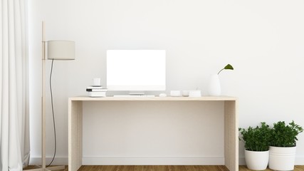 Fototapeta na wymiar Work space interior background - 3d rendering minimal japanese
