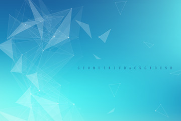 Geometric graphic background molecule and communication. Big data complex with compounds. Perspective backdrop. Minimal array Big data. Digital data visualization. Scientific vector illustration.