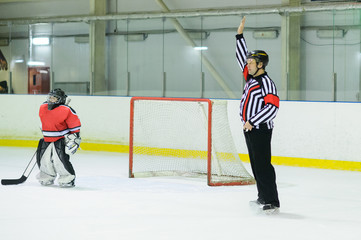 Kids ice hockey.