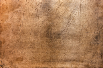 Brushed surface of brass, old plate of copper texture - obrazy, fototapety, plakaty