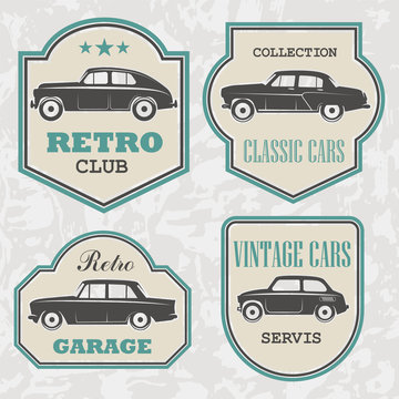 Vector emblems of retro cars
