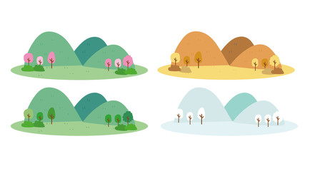 季節の山のイラスト