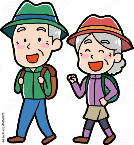 ハイキングに行くシニアのイラスト素材 Wall Mural Wallpaper Murals はしもとあやね えな屋 ハイキングに行くシニアのイラスト素材 Wall Mural Wallpaper Murals はしもとあやね えな屋