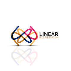 Abstract flower or star minimalistic linear icon, thin line geometric flat symbol for business icon design, abstract button or emblem