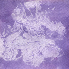 Abstract painted violet watercolor background on crumpled paper texture. Illustration for wedding, birhday, greetings cards, web, print, scrapbooking.