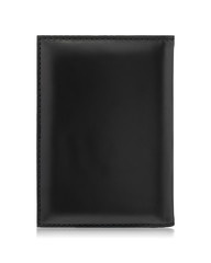 Black passport wallet isolated on white background. Template of leather purse for your design.