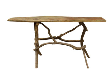 Wooden table (with clipping path) isolated on white background